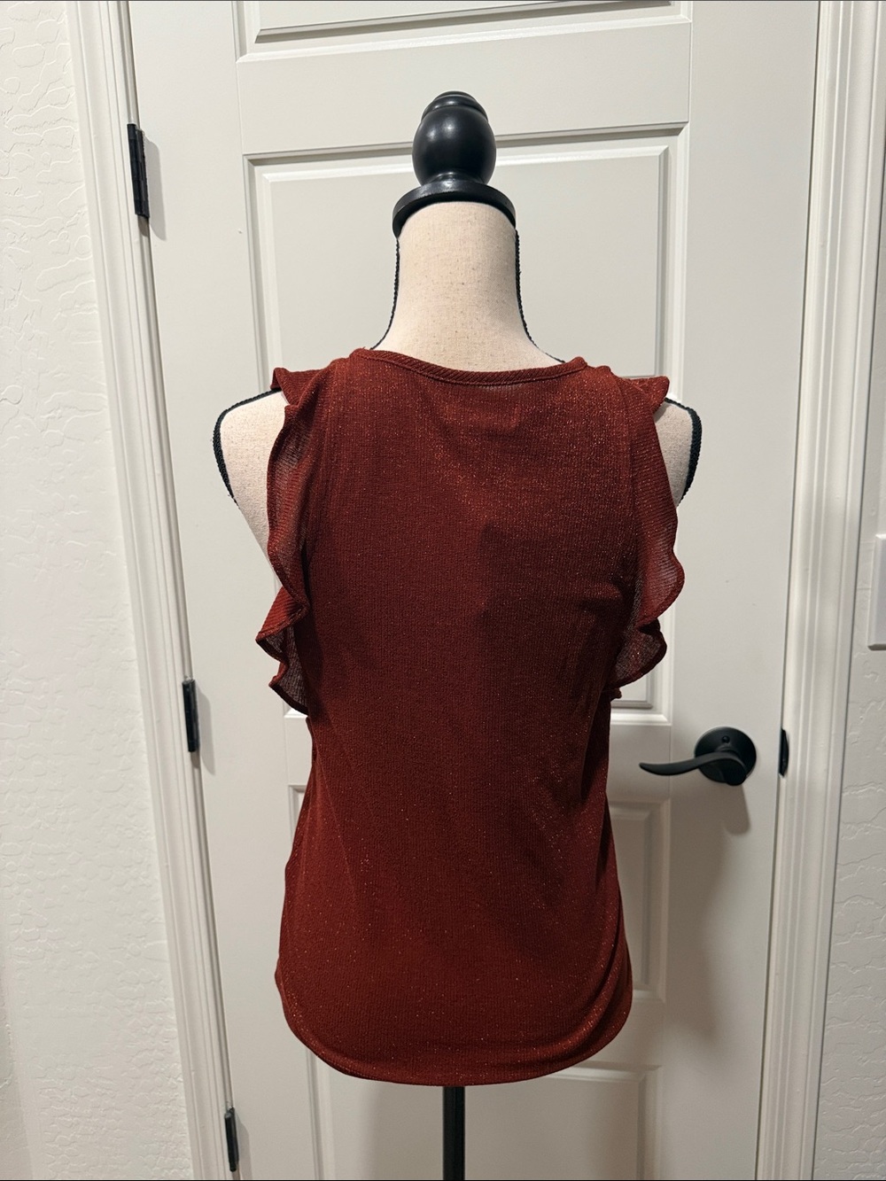 Madewell Rust Metallic Ruffle Tank Top - Picture 3 of 5